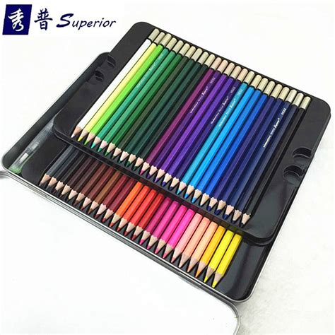 superior coloring pencils  adults tin box watercolor pencils brush