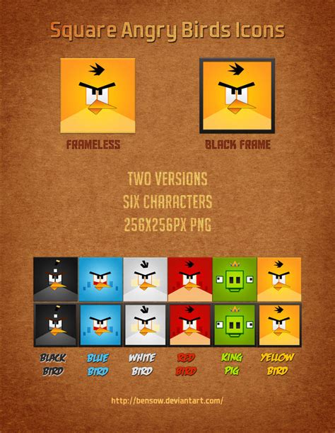 Square Angry Birds Icons By Bensow On Deviantart