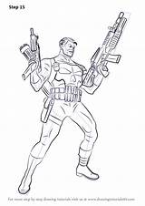 Punisher Draw Drawing Step Marvel Comics Tutorials Comic Characters Drawingtutorials101 sketch template