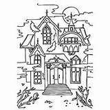 Haunted House Coloring Pages Colouring Printable Mansion Old Spider Web sketch template