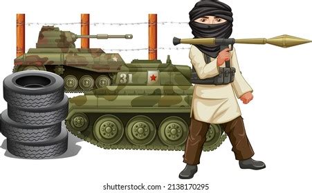 man holding rpg  tank illustration stock vector royalty