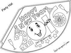 print  happy  year party hat coloring  kids printable
