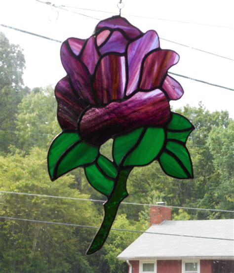 Stained Glass Rose Suncatcher Handcrafted In Tennessee
