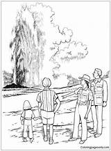Pages Yellowstone National Park Coloring Geyser sketch template