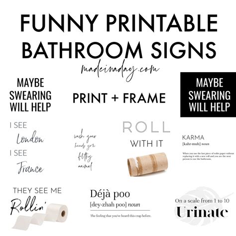 stylish  funny bathroom printables    day