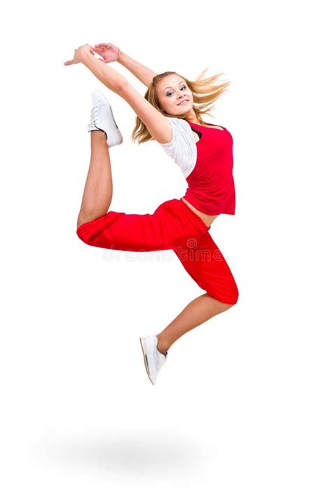 happy young dancer jumping stock photo image  fashion