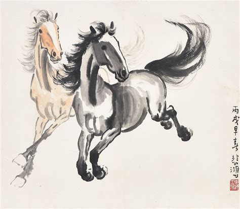 xu beihong   galloping horses christies