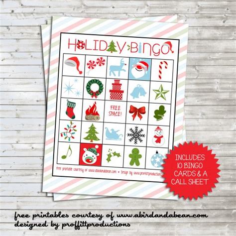 holiday bingo set  printable