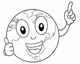Coloring Cartoon Planet Earth Character Happy Kids Smile Funny Thumbs Illustration Doodle Sketched Stock Globe Vector sketch template