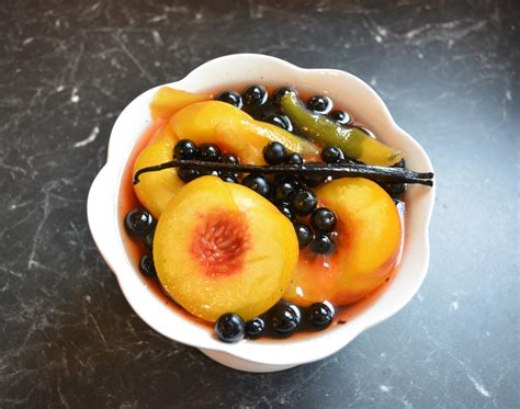 Caramel Poached Peaches With Blueberries What S Cooking Ella