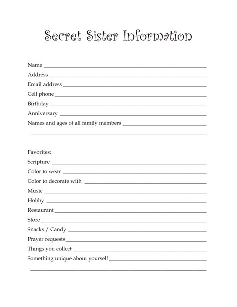 printable secret pal forms  printable