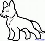 German Shepherd Draw Dog Easy Drawing Drawings Kids Coloring Husky Pages Cartoon Step Puppy Simple Pencil Print Colour Colouring Clipart sketch template