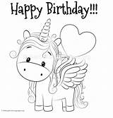Unicorn Coloring Birthday Happy Pages Color Play sketch template
