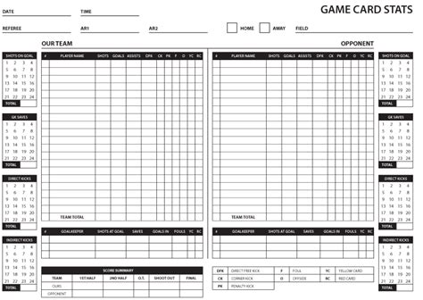 printable soccer stat sheet printable templates