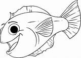Fish Coloring Pages Printable Large Kids Cartoon Animal sketch template