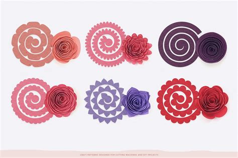 rose paper flower template svg printable templates