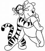 Hugging Pooh Tiger Coloring Printable sketch template