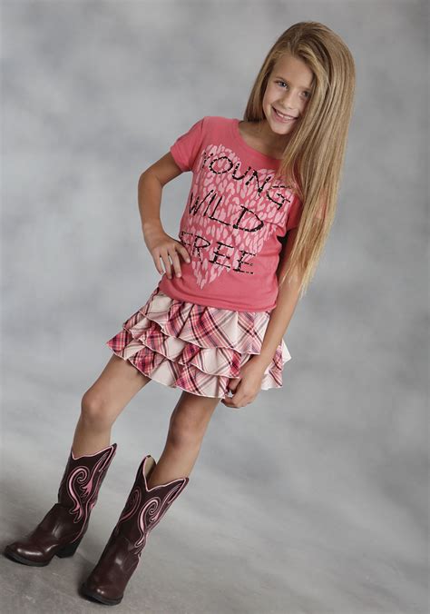 Roper® Girls Pink Plaid Ruffled Elastic Waist Mini Skirt