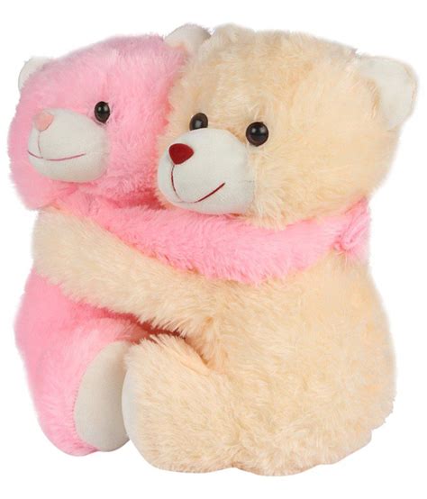 deals india beige and pink cuddling couple teddy bear soft toy 25 cm