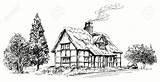 Cottage Thatched Drawn Canicula sketch template