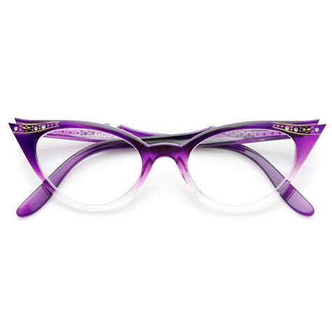 womens retro fashion clear lens cat eye glasses with rhinestones ebay
