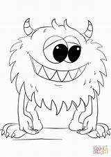 Monster Coloring Cute Pages Halloween sketch template