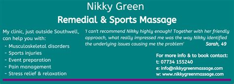 About Me Nikky Green Remedial And Sports Massage