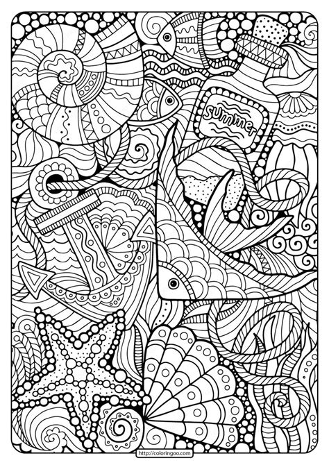 ocean coloring pages  adults  printable sea themed doodle