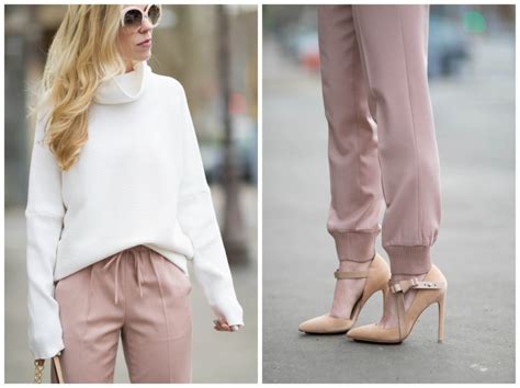 { blush and bows cowlneck sweater pink pants and nude pumps