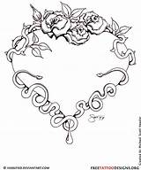 Heart Tattoos Rose Tribal Tattoo Coloring Pages Valentine Designs Broken Valentines Vine Clipart Drawing Hearts Freetattoodesigns sketch template