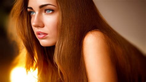 Wallpaper Face Lights Women Redhead Model Looking