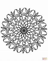 Coloring Mandala Flower Pages Simple Printable Supercoloring sketch template