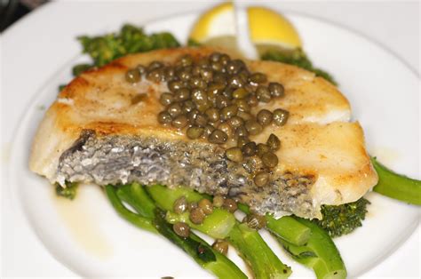 Lemon Caper Chilean Sea Bass Steaks With Broccolini Chilean Sea Bass