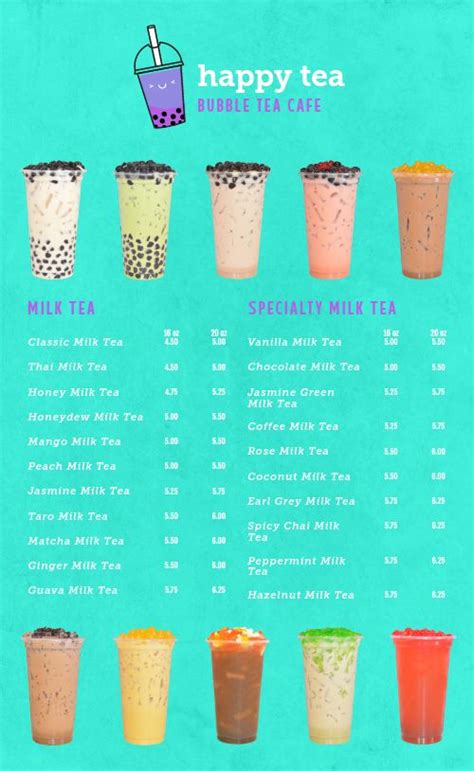 bubble tea cafe menu design template  musthavemenus