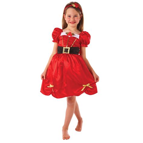 girls red   santa claus christmas day fancy dress costume