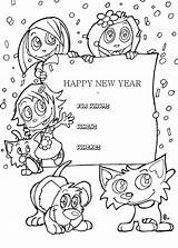 Coloring Year Cards Happy Kids Greeting sketch template