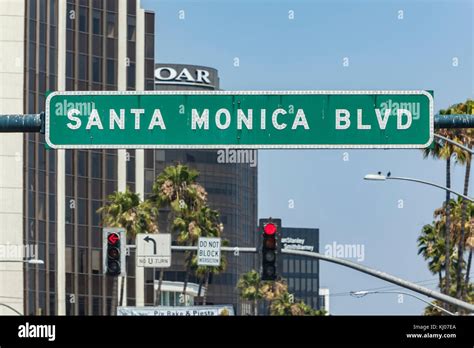 santa monica blvd road sign stock photo alamy