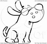 Dog Howling Coloring Outlined Vector Clipart Cartoon Thoman Cory Outline Clipartof Pages Clip Happy Dogs Royalty Outlines sketch template