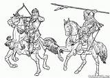 Cavalieri Caballo Soldati Jinetes Cavaleiros Soldados Guerre Guerras Cavaliers Ritter Colorkid Mongol Warriors Colorier sketch template