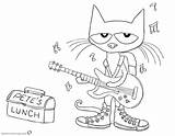 Pete Cat Coloring Pages Guitar Lunch Play Printable Color Kids Friends Adults Getcolorings Bettercoloring sketch template