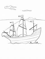 Mayflower Coloring Pages Water Drawing Boat Printable Simple Getdrawings Boats sketch template