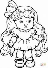 Coloring Hair Long Girl Baby Pages Doll sketch template