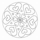 Mandala Hearts Mandalas Coloring Symmetrical Kigaportal sketch template