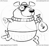 Bank Robbing Dog Cartoon Coloring Clipart Cory Thoman Outlined Vector Royalty Clipartof sketch template
