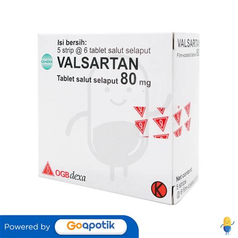 valsartan ogb dexa medica  mg box  tablet kegunaan efek samping dosis  aturan pakai