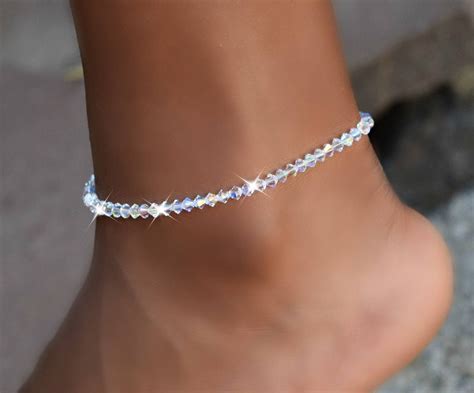 crystal ankle bracelet swarovski crystal stretch anklel etsy