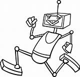 Robot Running Clipart Vector Coloring Cartoon Robots Premium sketch template