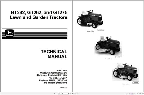 john deere lawn garden tractors gt gt gt technical manual tm