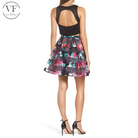 sexy mini skirt pictures women printed skirt two piece fit flare dress