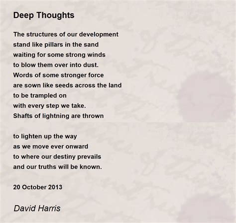 deep thoughts  david harris deep thoughts poem